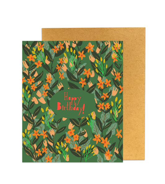 Happy birthday with spring blossoms