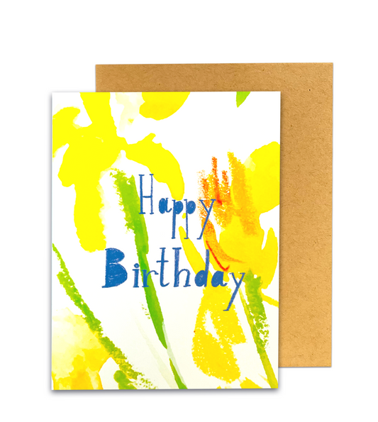 Birthday wish with pretty yellow flowers